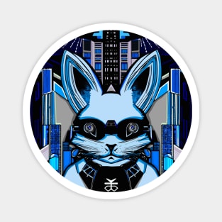 Cyberpunk rabbit retro anime style cute Magnet